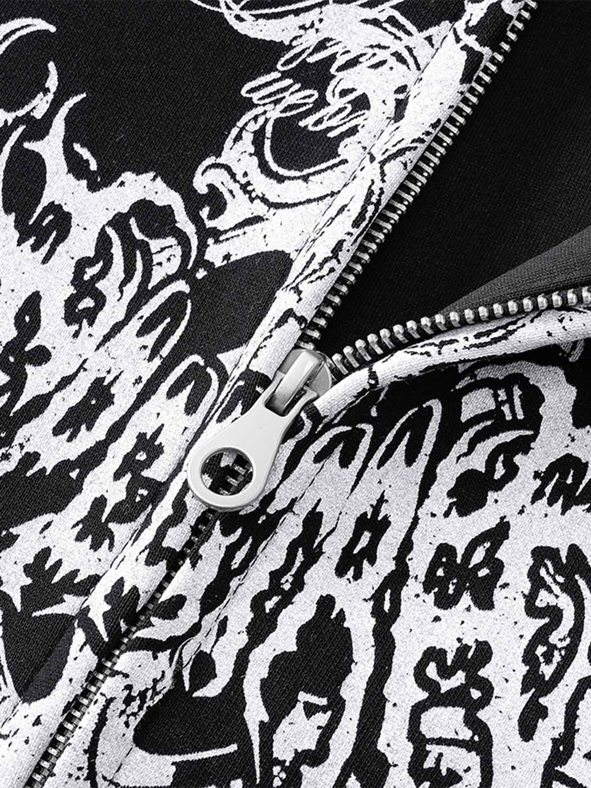 Street Wasteland Washed Cross Print Hooded Sweatshirt