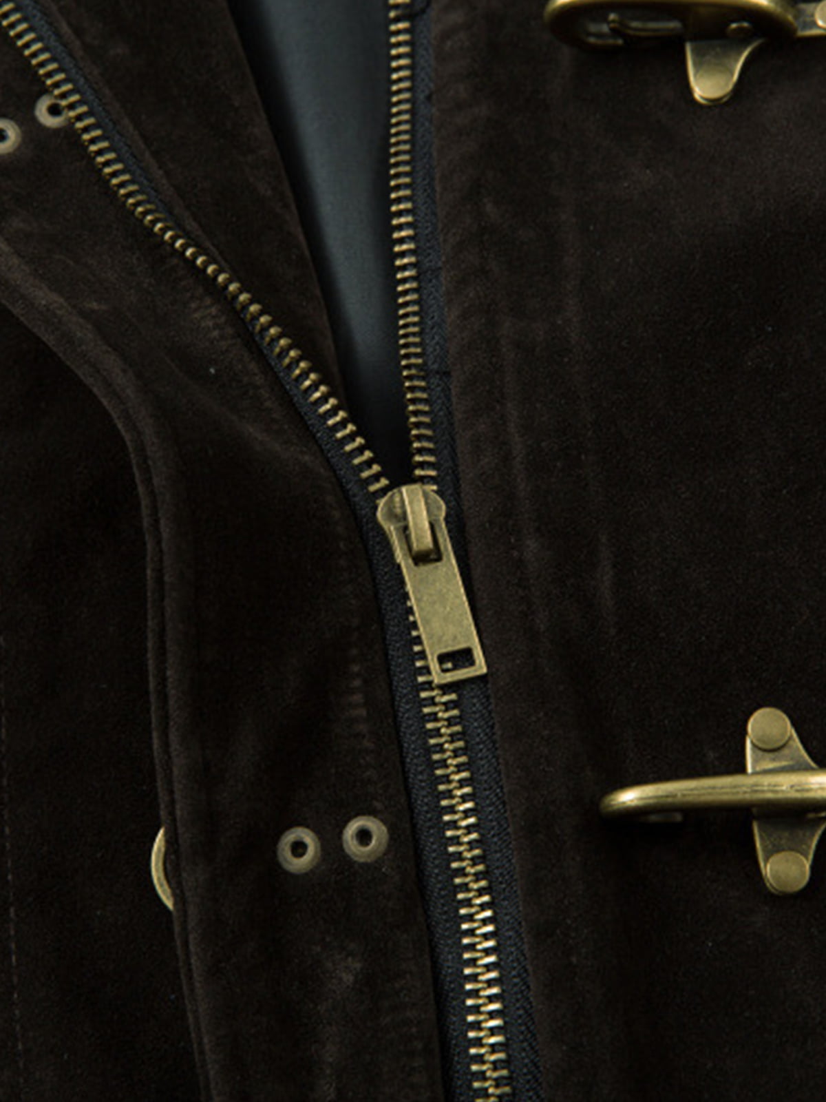 Retro Unique Metal Button Suede Lapel Bomber Jacket