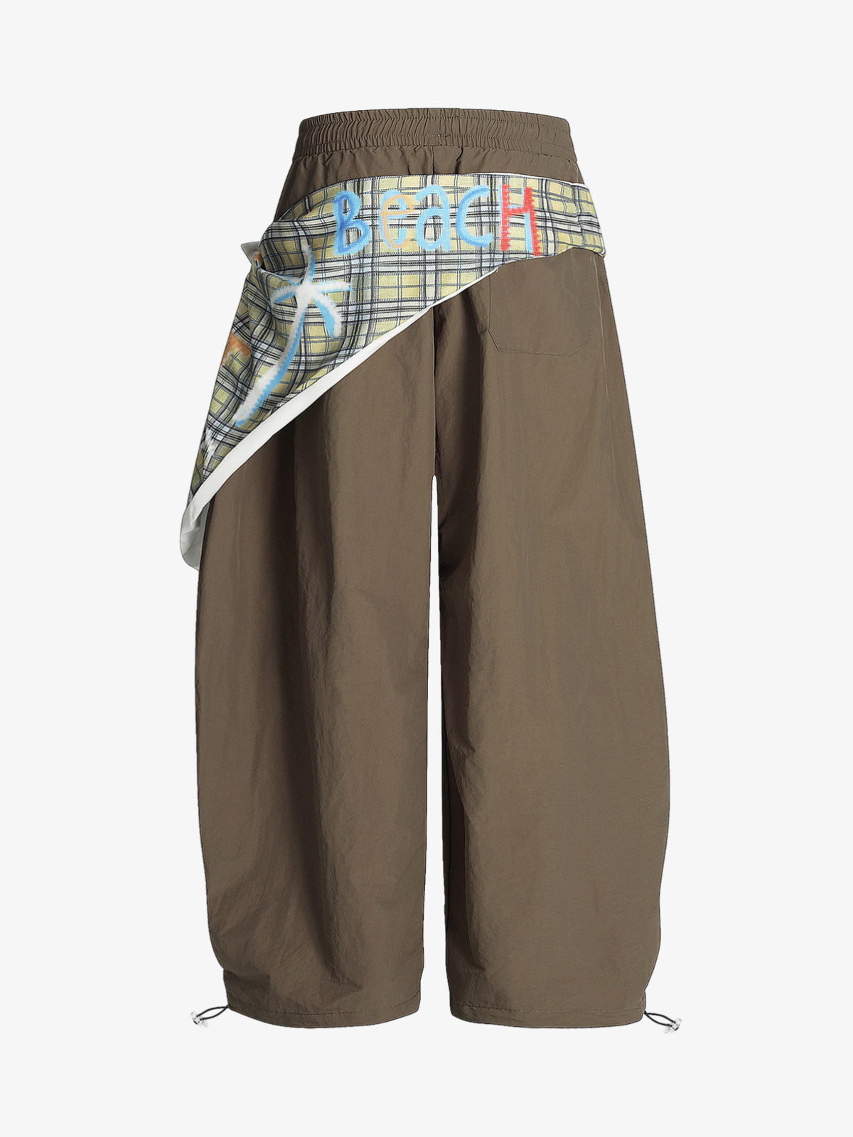 Contrast Graffiti Plaid Decorative Patchwork Loose Casual Pant
