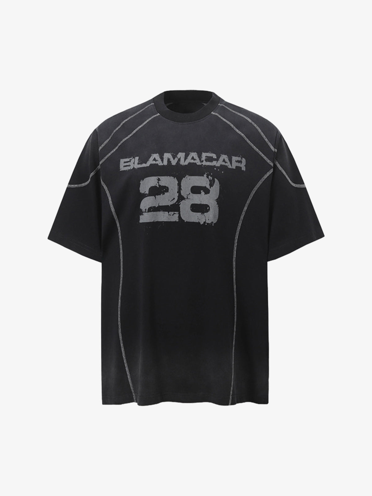 Distressed Digital Print Short-Sleeved T-Shirt