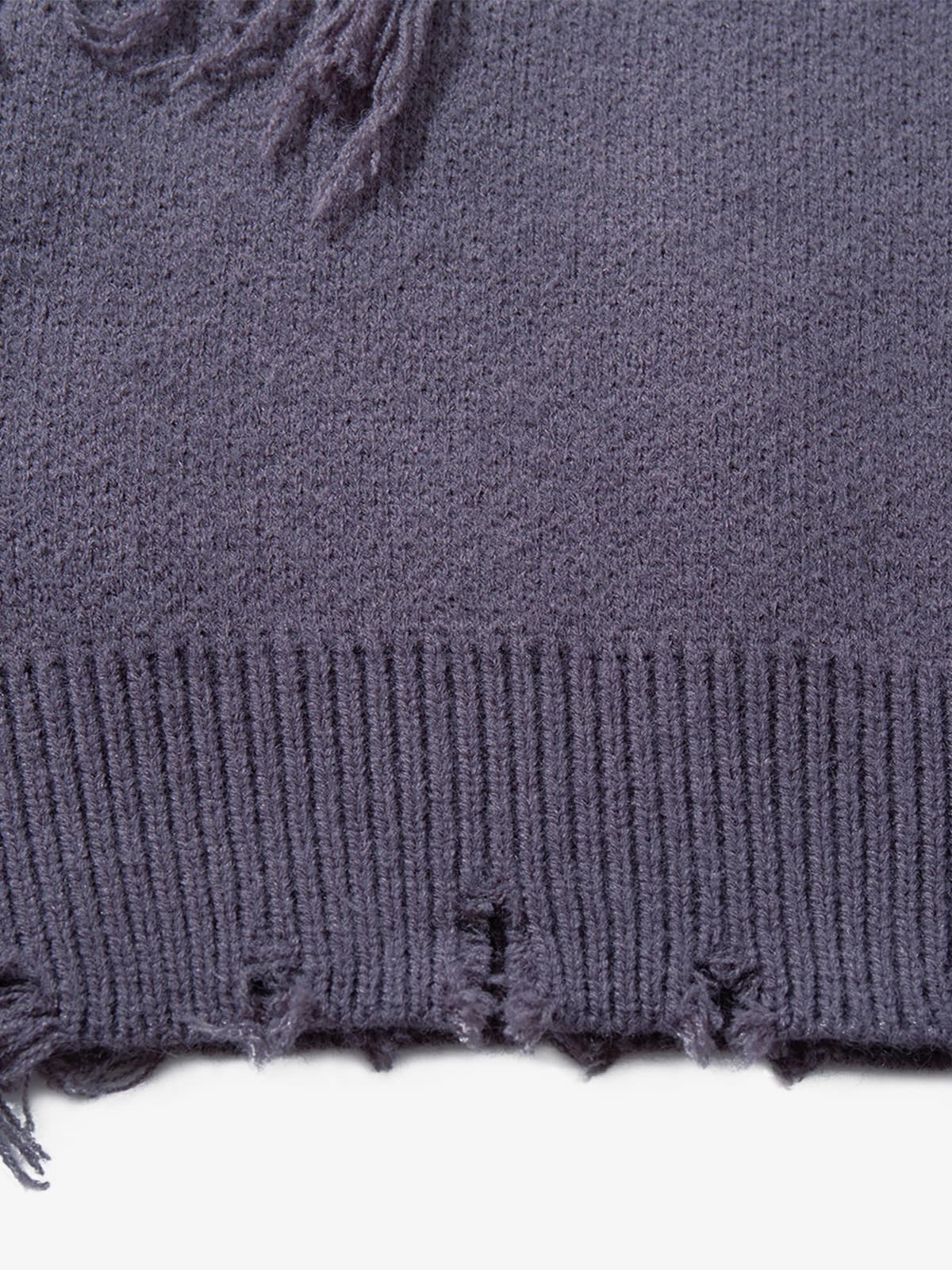 Hip-Hop Dark Skull Frayed-Edge Knit Sweater
