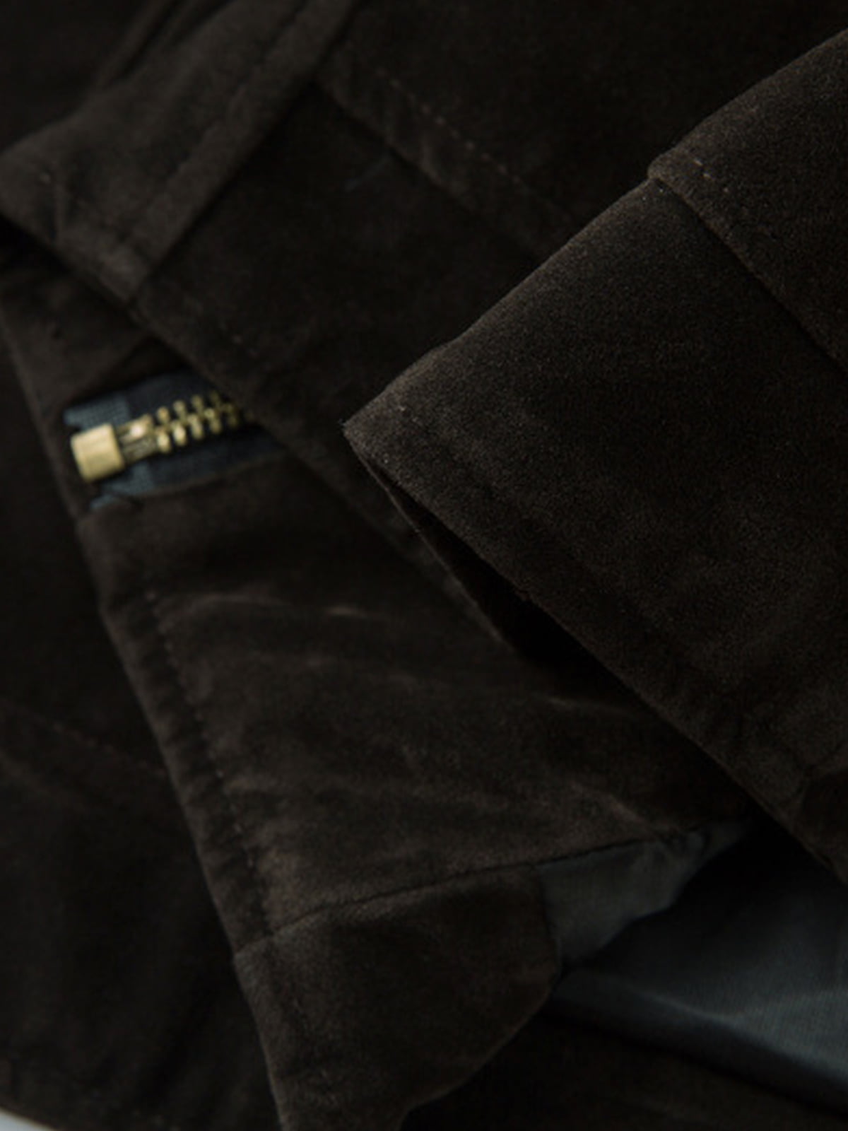 Retro Unique Metal Button Suede Lapel Bomber Jacket