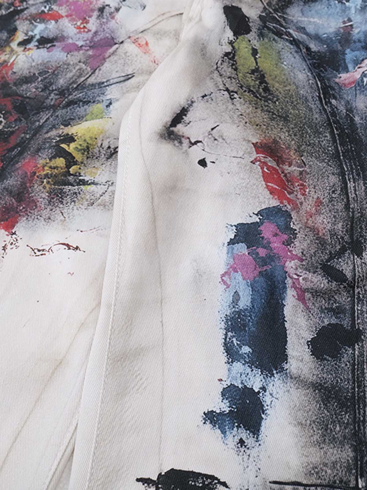 High Street Washed Distressed Inkjet Graffiti Jeans