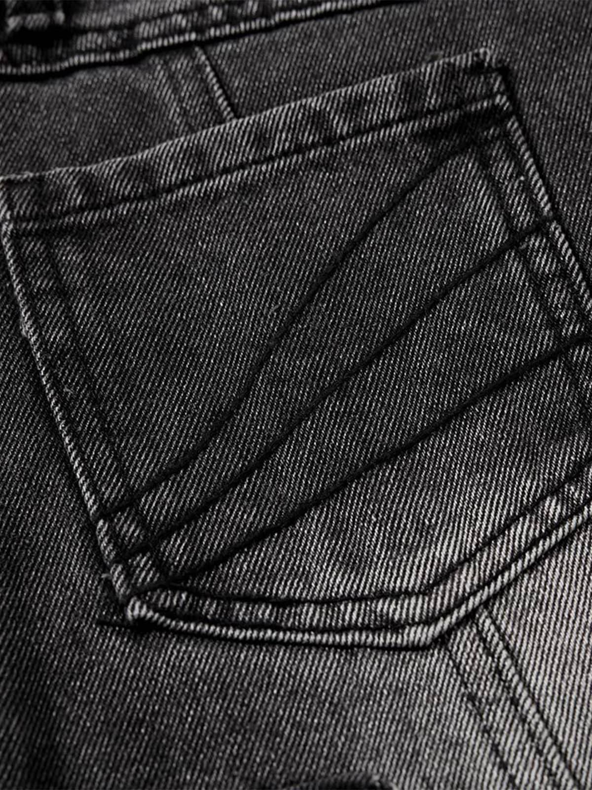 Vintage Washed Distressed Lace-up Cargo Flare Jeans