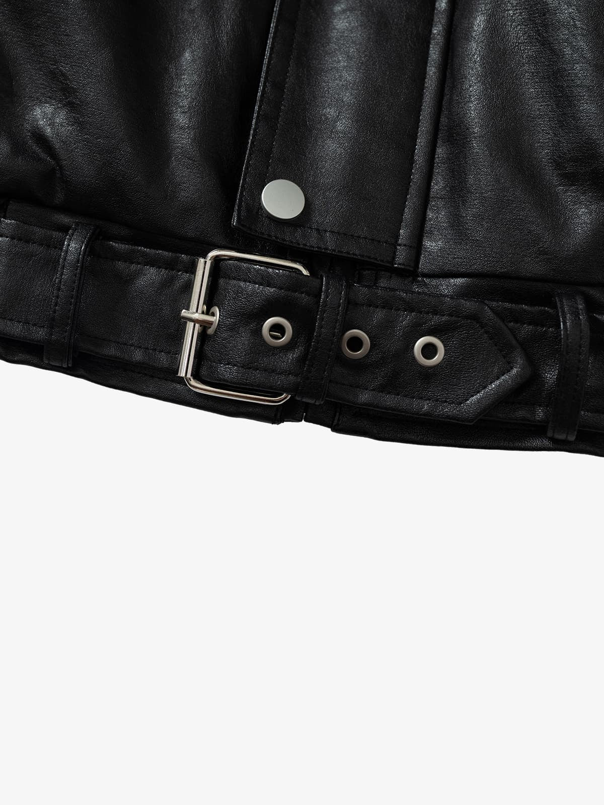 Vintage Detachable Fur Collar Quilted Leather Jacket