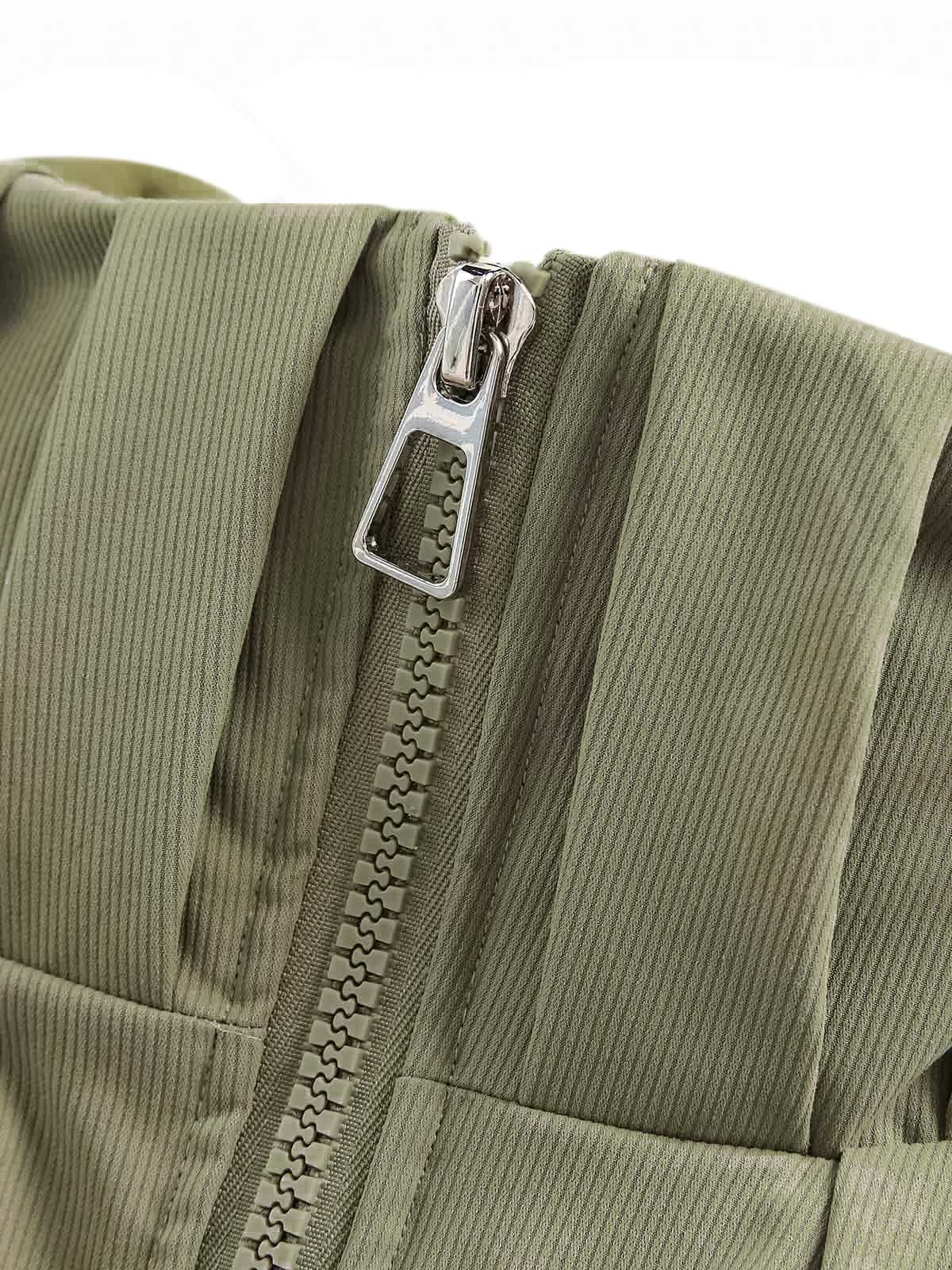 Vintage Oversized Pleated Stand Collar Jacket
