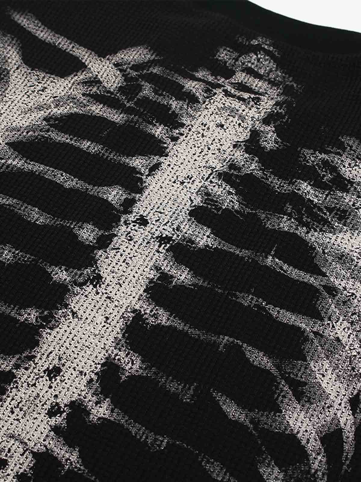 Skeleton Graphic Waffle Sweatshirt
