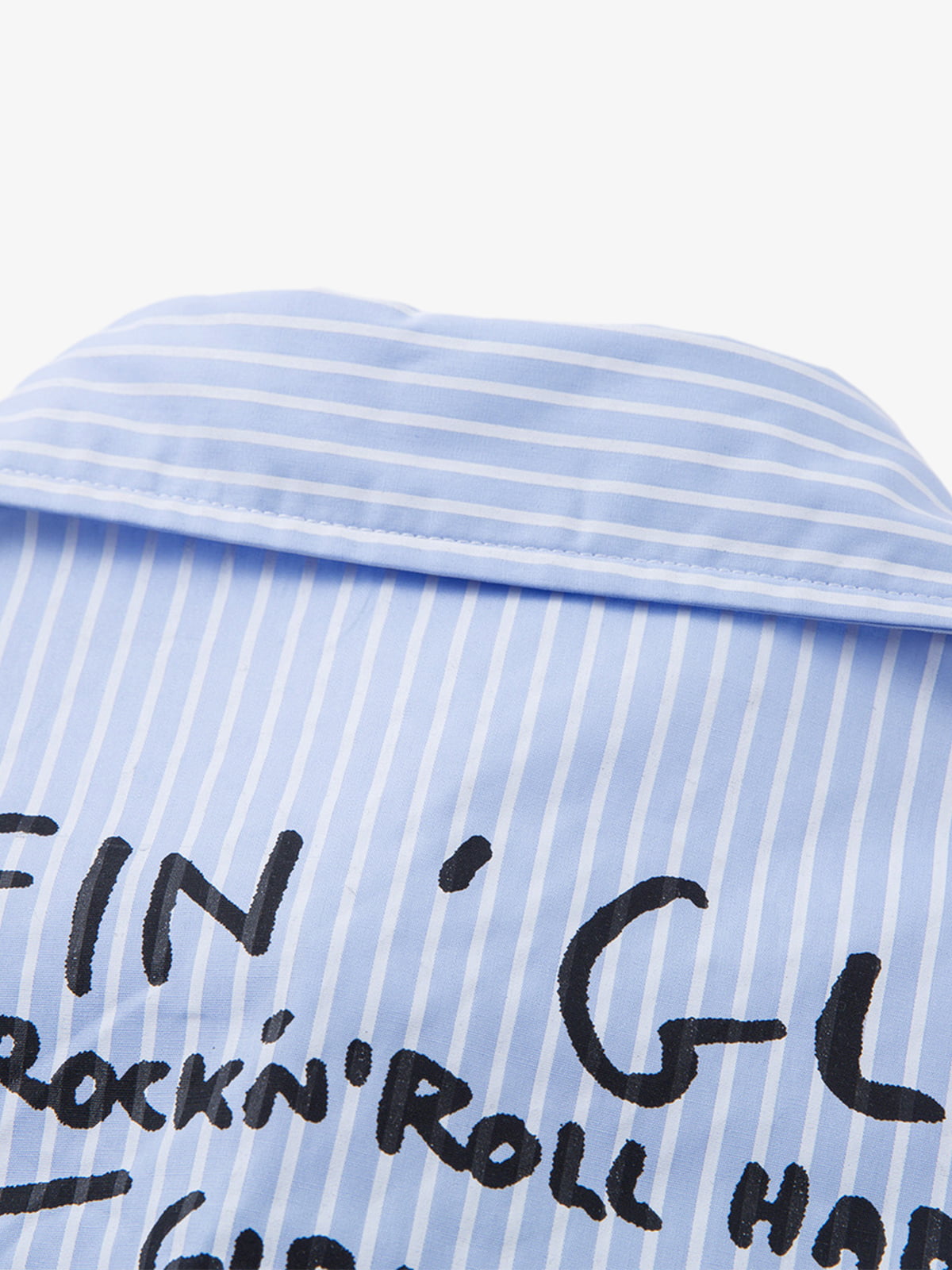 Vintage Illustration Striped Faux Two-Piece Shirt