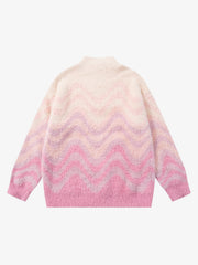 Street Gradient Wave Jacquard Knit Sweater
