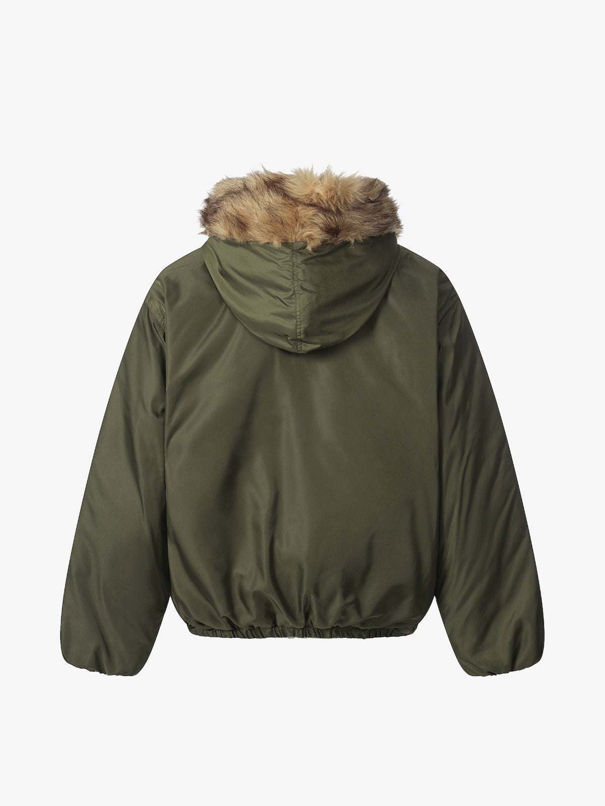 Retro Pleated Fur Hooded Padded Jacket