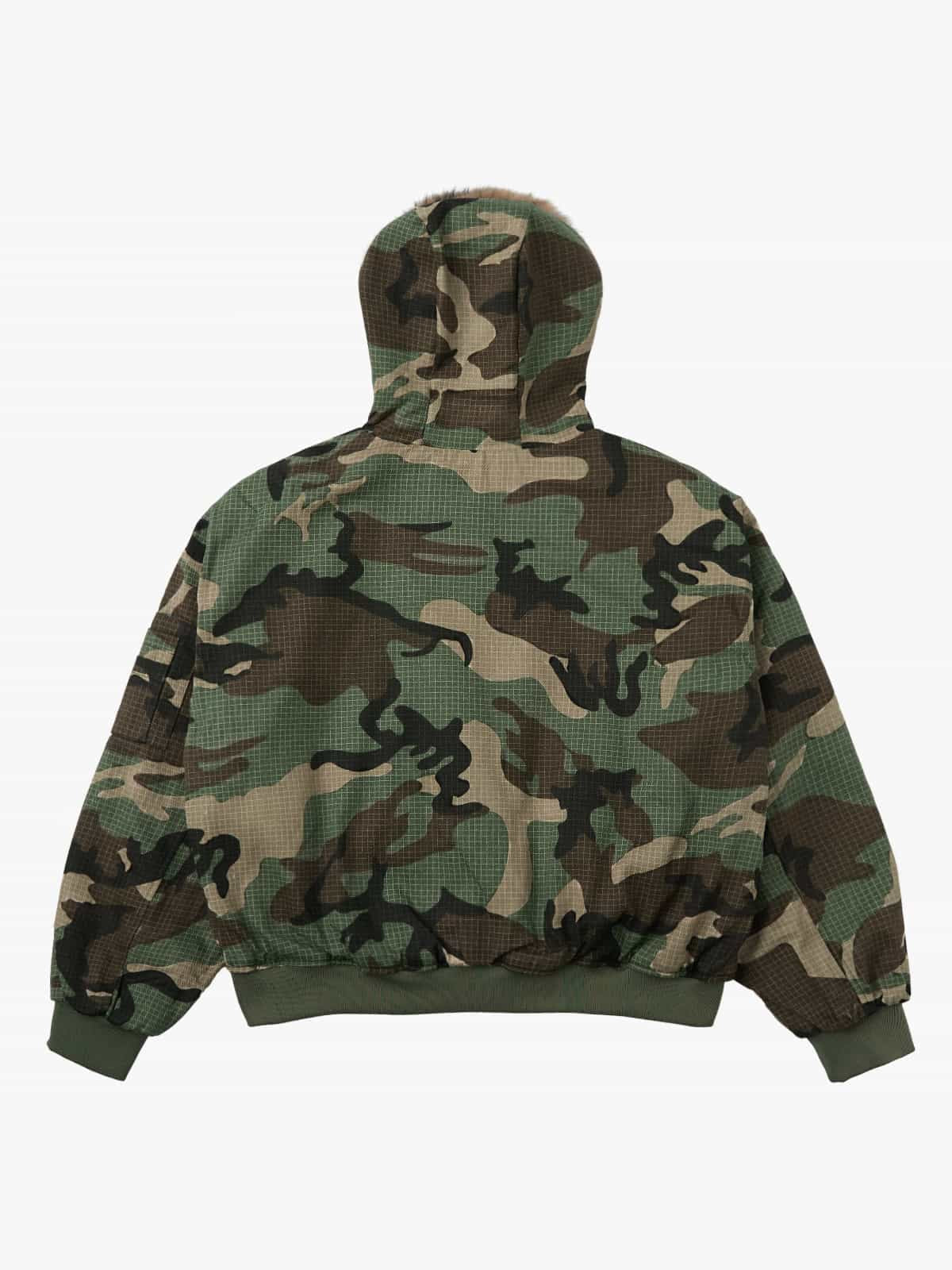 Camouflage Fur Collar Reversible Cotton Jacket