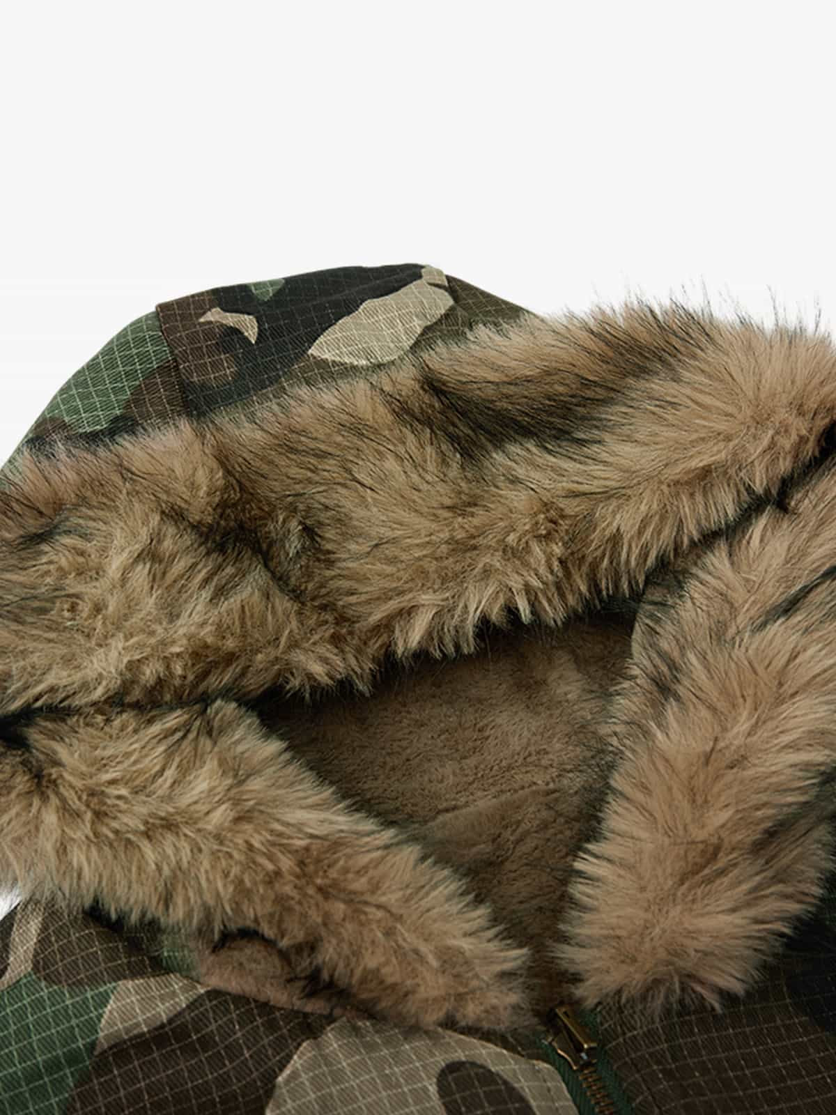 Camouflage Fur Collar Reversible Cotton Jacket