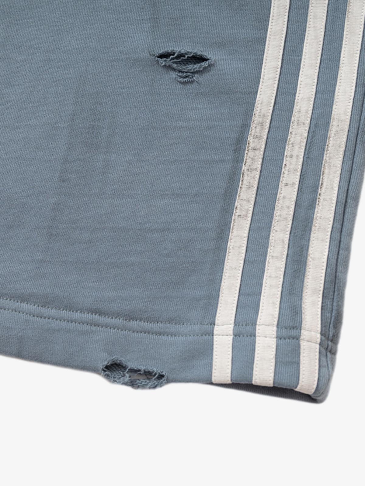 Double-Waistband Denim Patchwork Ripped Casual Pants