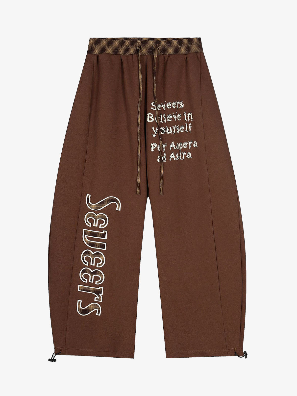 Retro Patchwork Plaid Loose Draped Wide-Leg Pants
