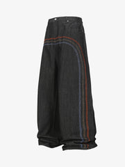Streetwear Rainbow Rhinestone Stripe Embellished Jeans