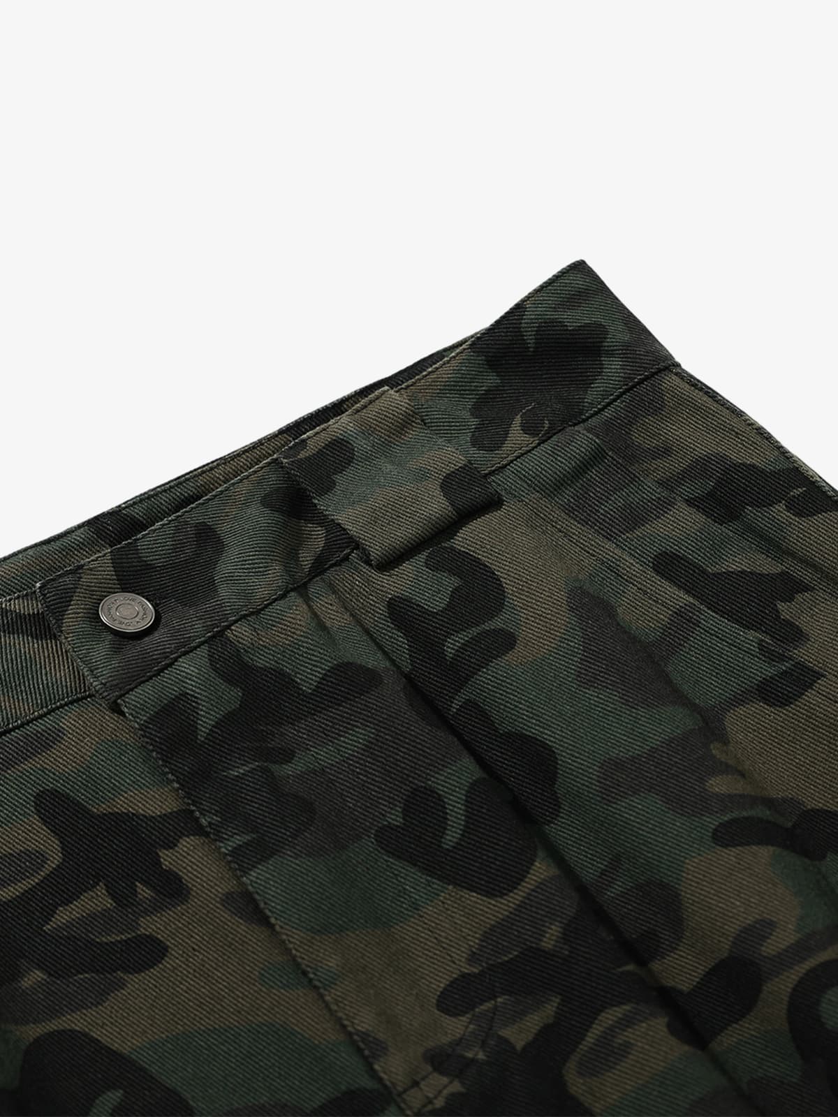 Retro Camouflage Pocket Design Workwear Casual Pants