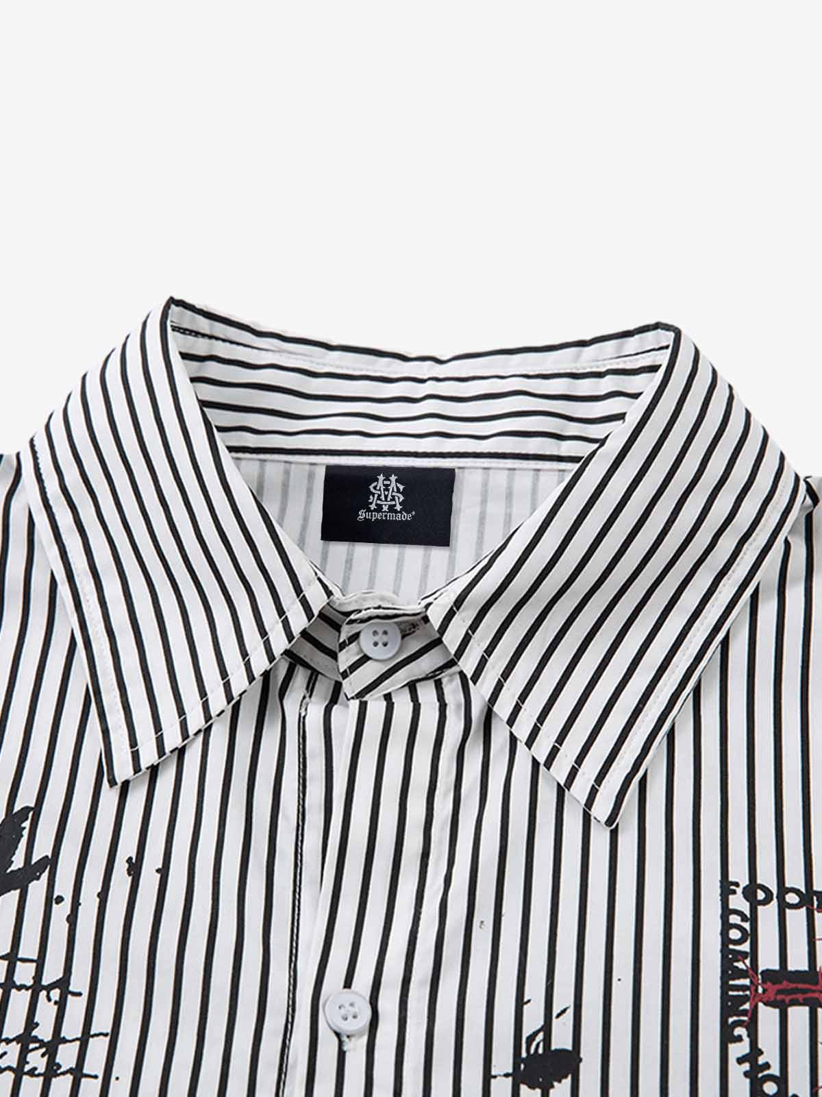 Street Dark Faux Two-Piece Striped Shirt