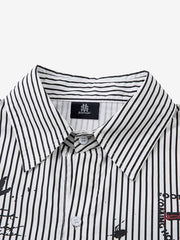 Street Dark Faux Two-Piece Striped Shirt