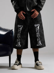 Roman Column Pattern Embroidered Jeans