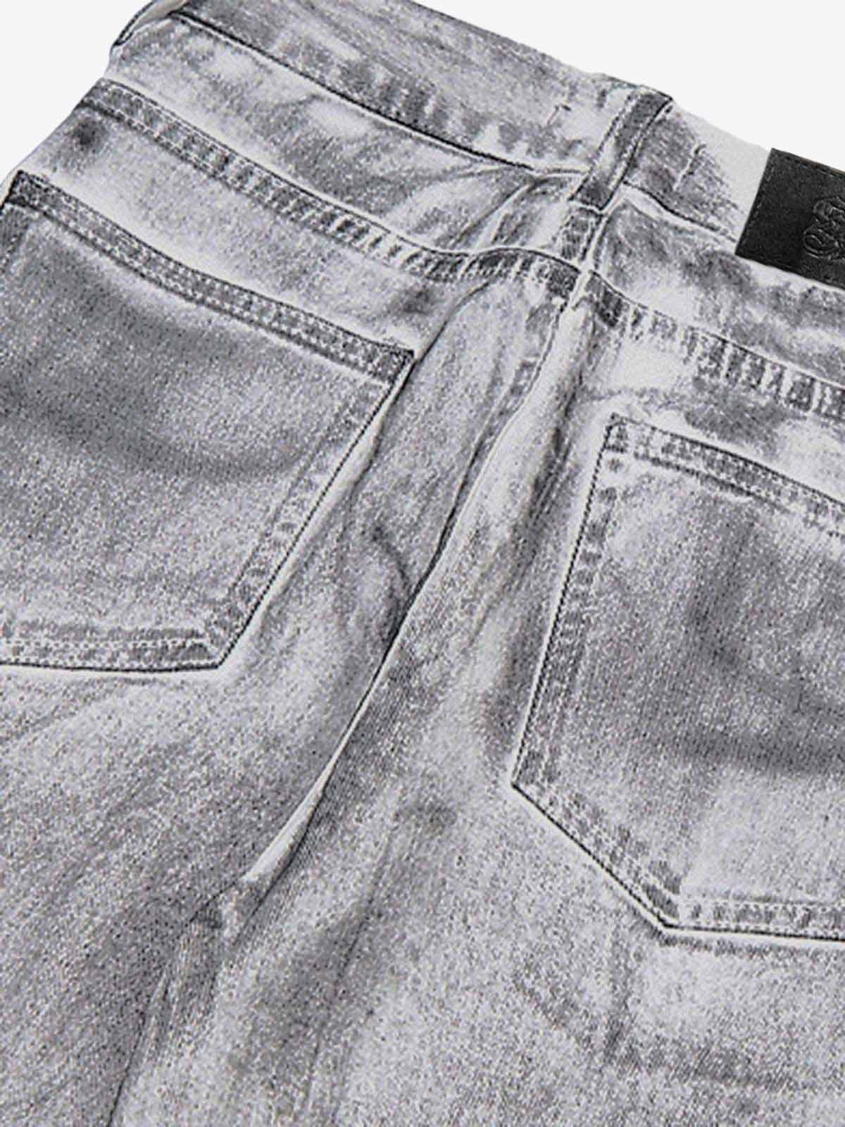 Wasteland Style Niche Design Dirty White Loose Jeans