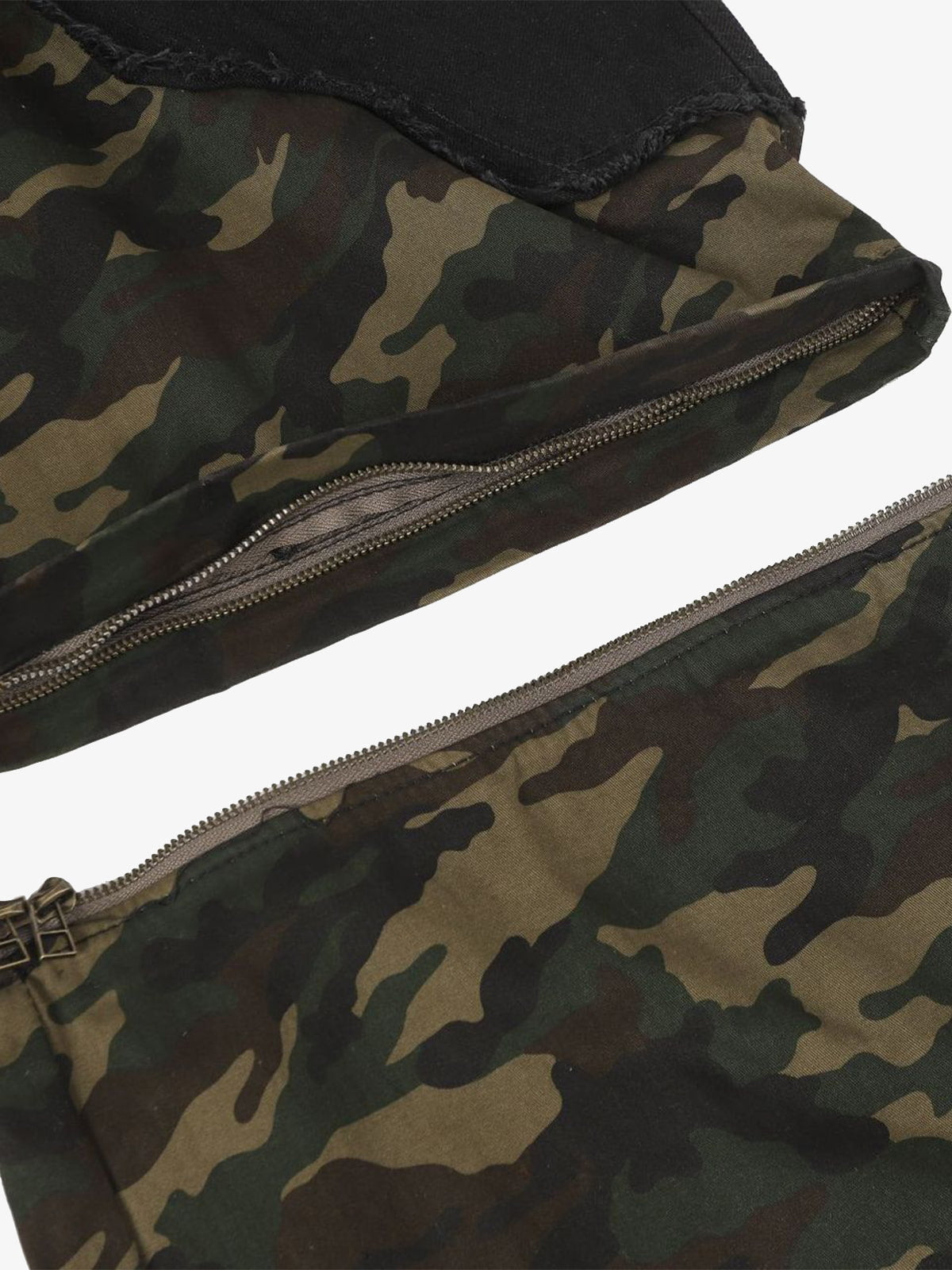 Retro Camouflage Faux Two-Piece Detachable Patchwork Pants