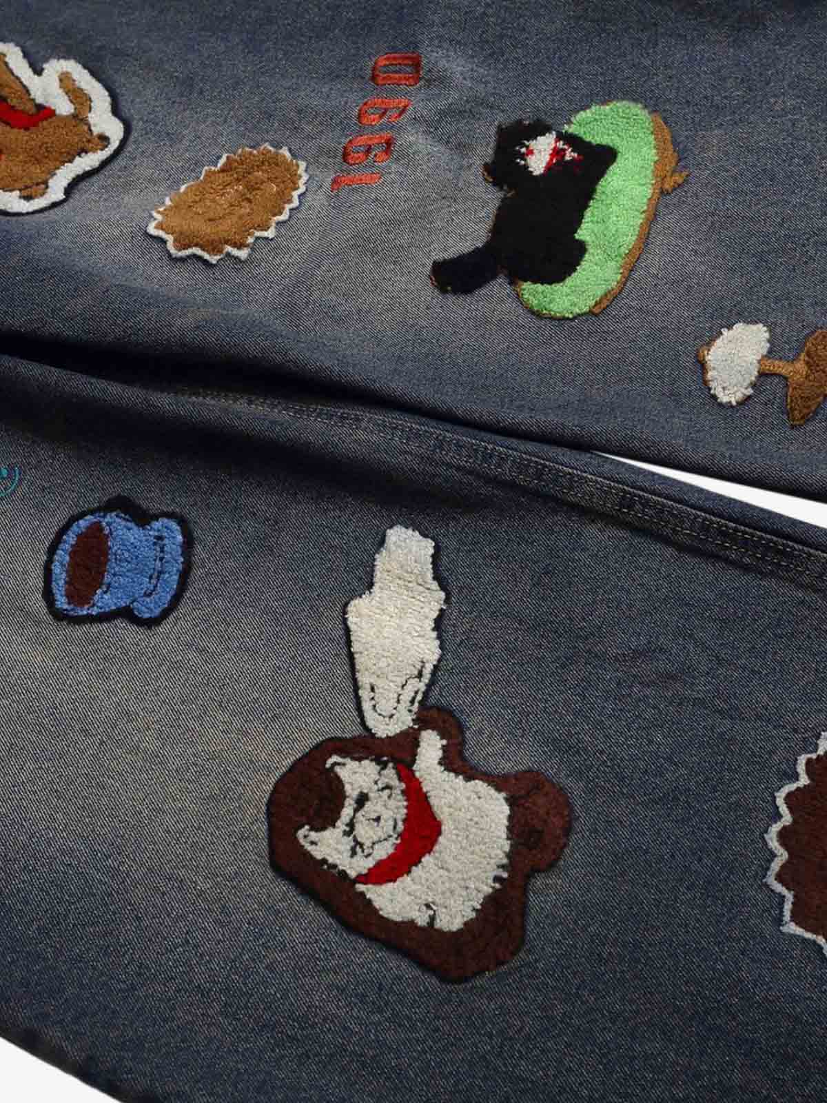 Retro Cartoon Graphic Heavy Embroidery Barrel Jeans
