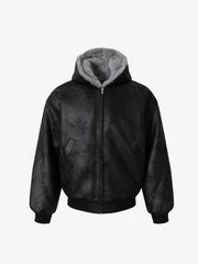Vintage Velvet Hooded Sherpa-Lined Cotton Jacket