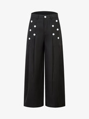 Double-Button Design Pleated Suit Casual Pants