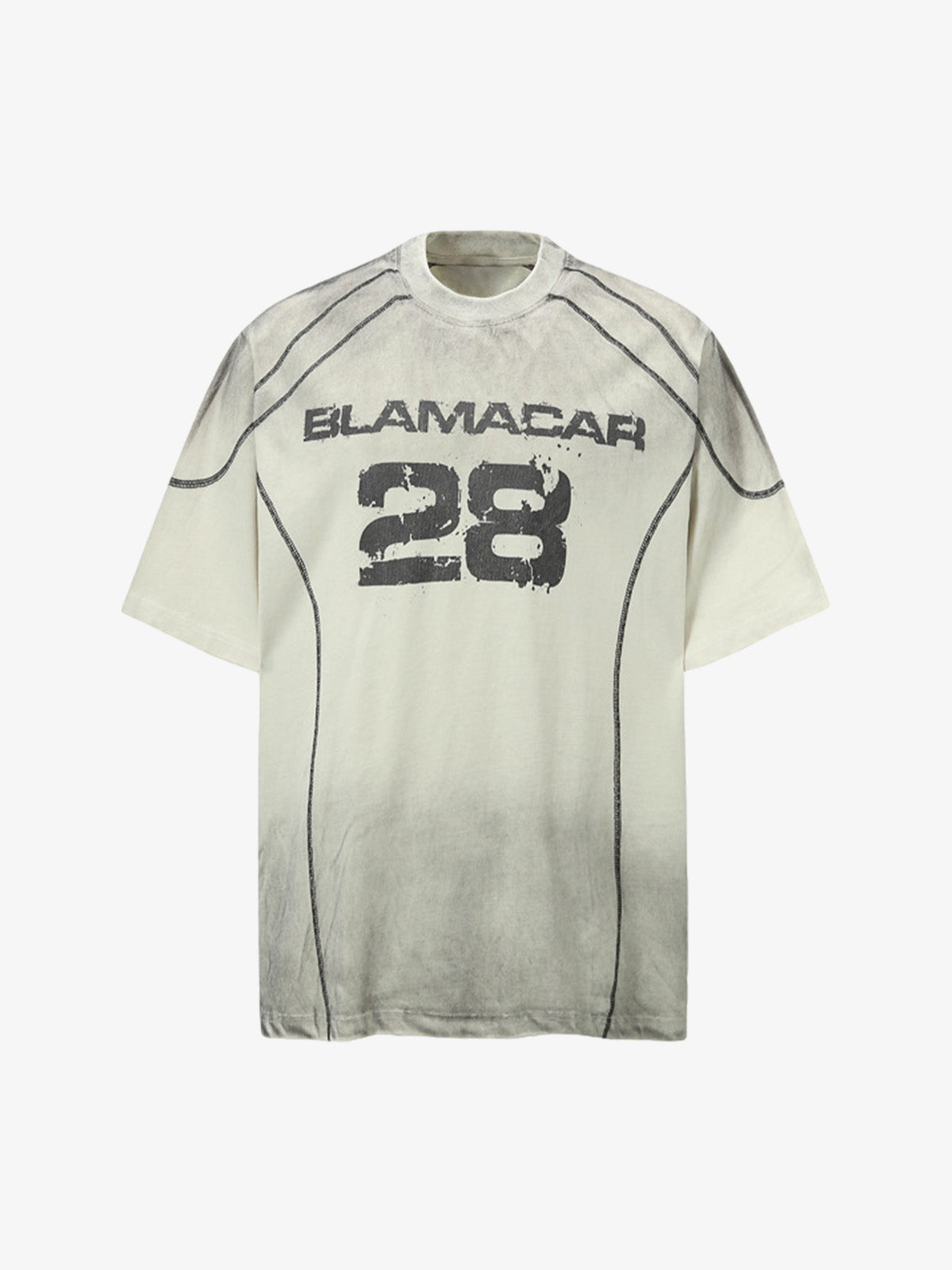 Distressed Digital Print Short-Sleeved T-Shirt