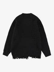 Cable Knit Crochet Hole Sweater