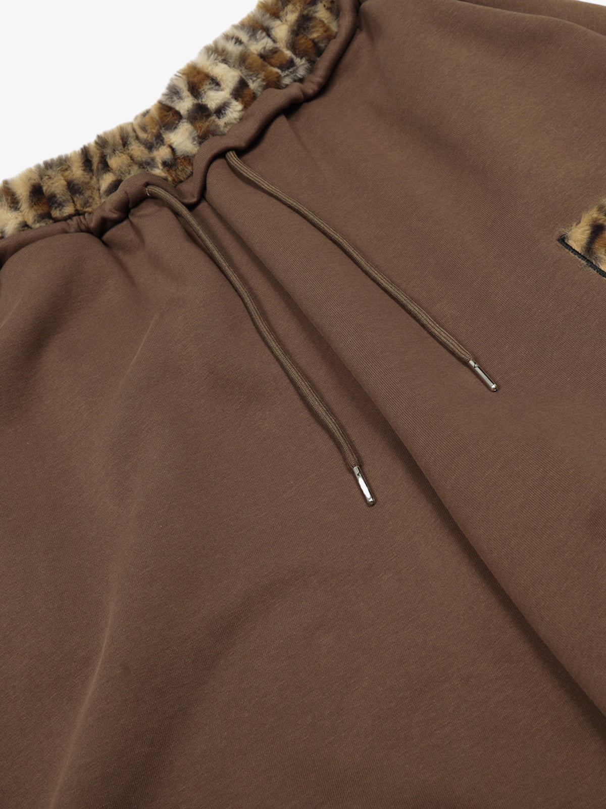 Retro Double-Waist Leopard Patch Barrel Pants