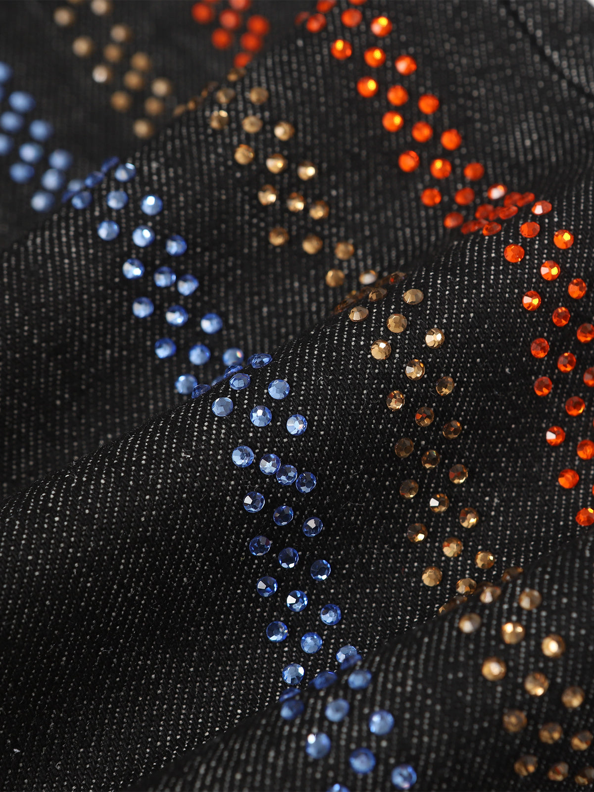 Streetwear Rainbow Rhinestone Stripe Embellished Jeans