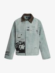 Vintage Washed Distressed Barn Work Jacket