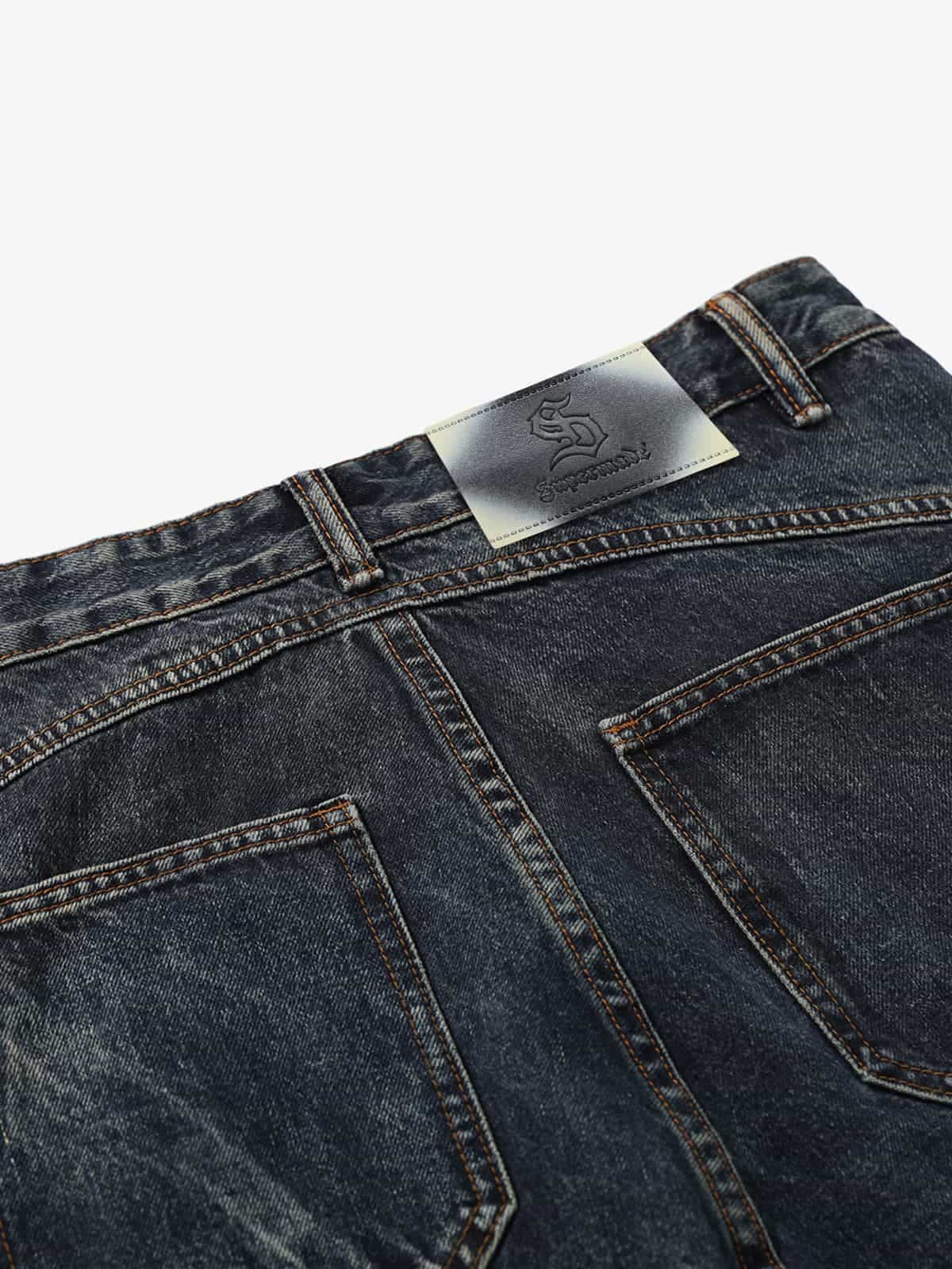 Vintage Distressed Patchwork Deconstructed Barrel Jeans