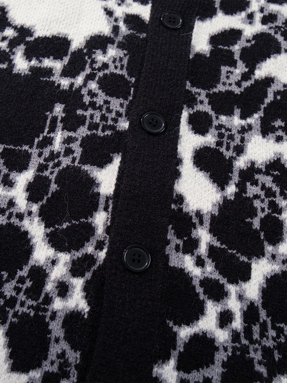 Vintage Skull Leopard Jacquard Knitted Cardigan