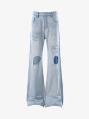 Vintage Washed Patch Ripped Baggy Jeans