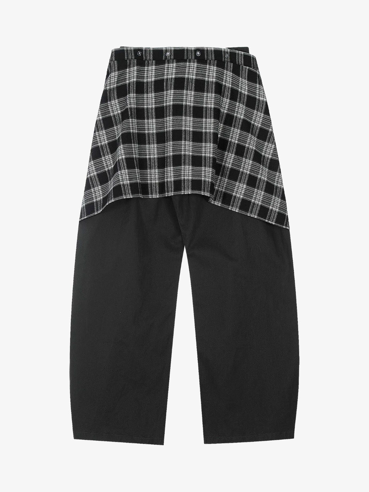 Plaid Decorative Patchwork Loose Pants