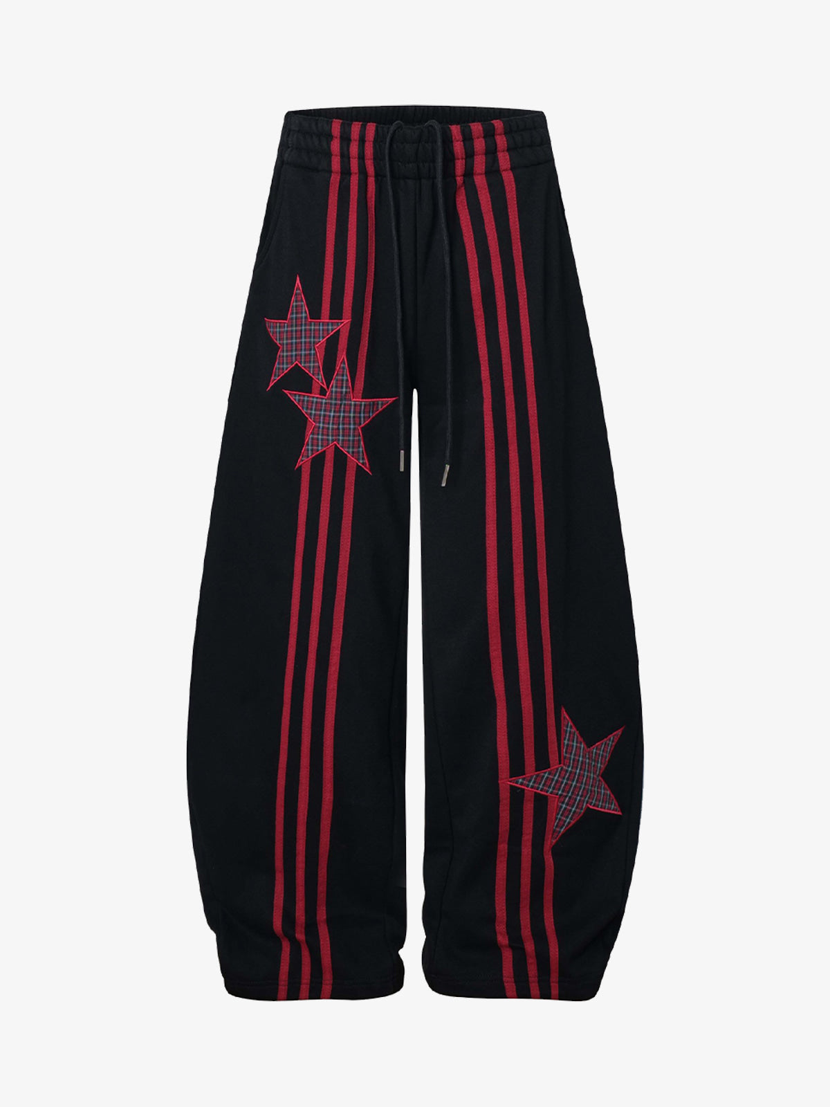 Striped Patchwork Star Embroidered Barrel Sweatpants