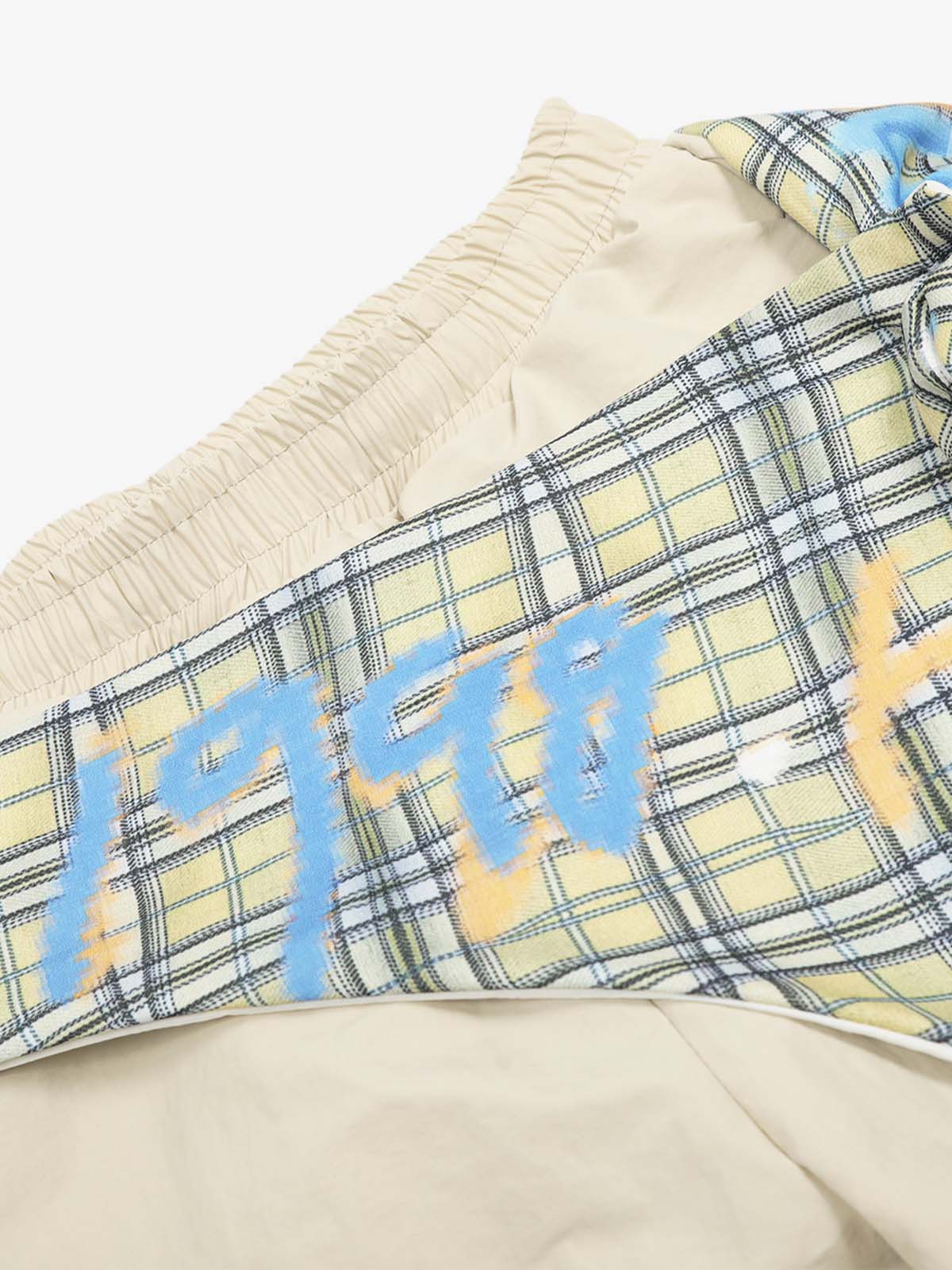 Contrast Graffiti Plaid Decorative Patchwork Loose Casual Pant