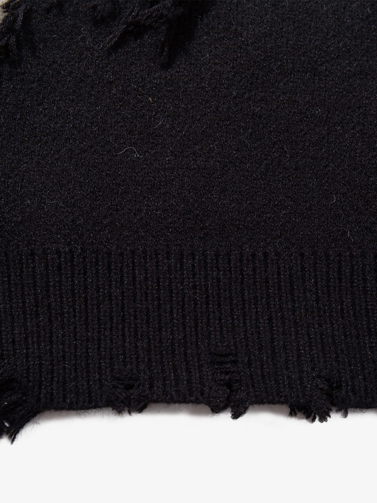 Hip-Hop Dark Skull Frayed-Edge Knit Sweater