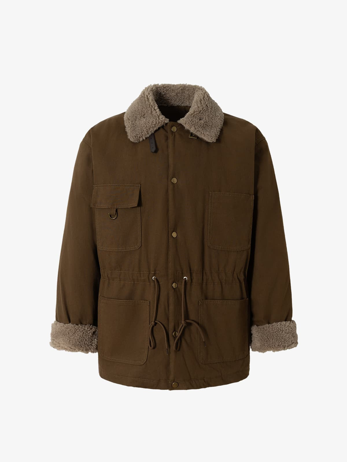 Vintage Workwear Patch Lamb Fleece Long Parka Jacket
