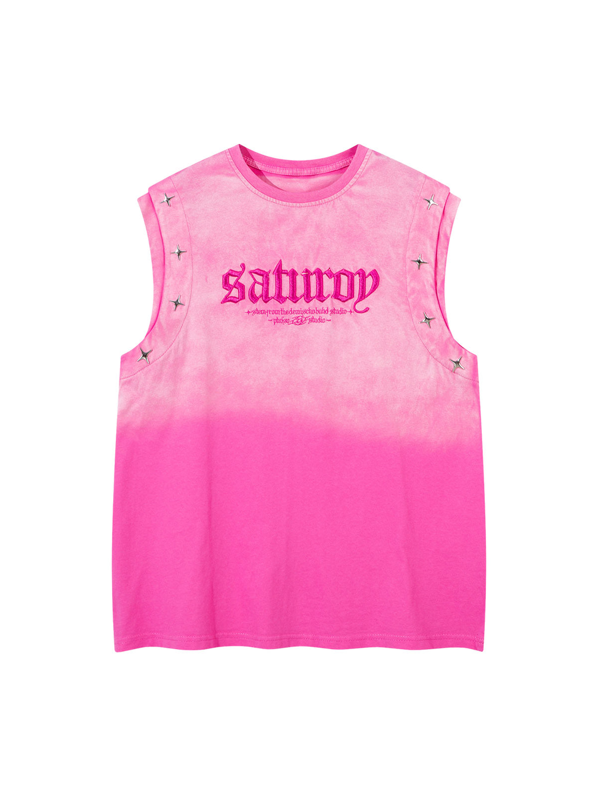 Washed Heavy-duty Letter Embroidered Waistcoat
