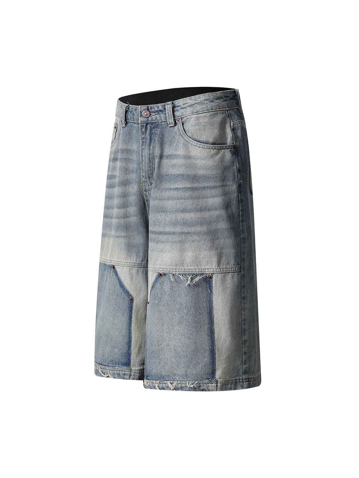 Vintage Patchwork Raw Edge Cropped Jort