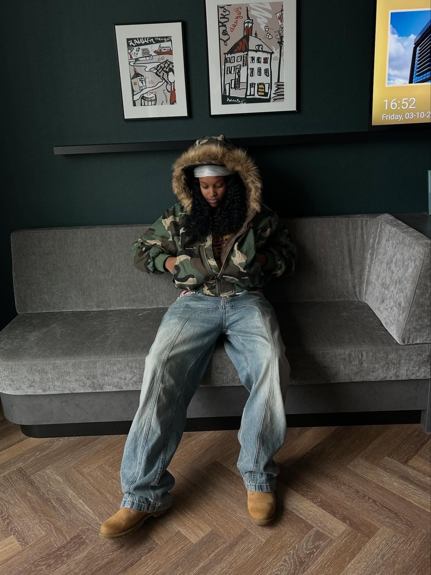 Camouflage Fur Collar Reversible Cotton Jacket