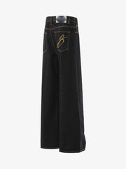 Vintage Irregular Cut Scimitar Embroidered Jeans