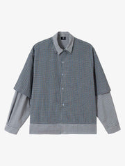 Double-layered Plaid Deconstructed Shirt