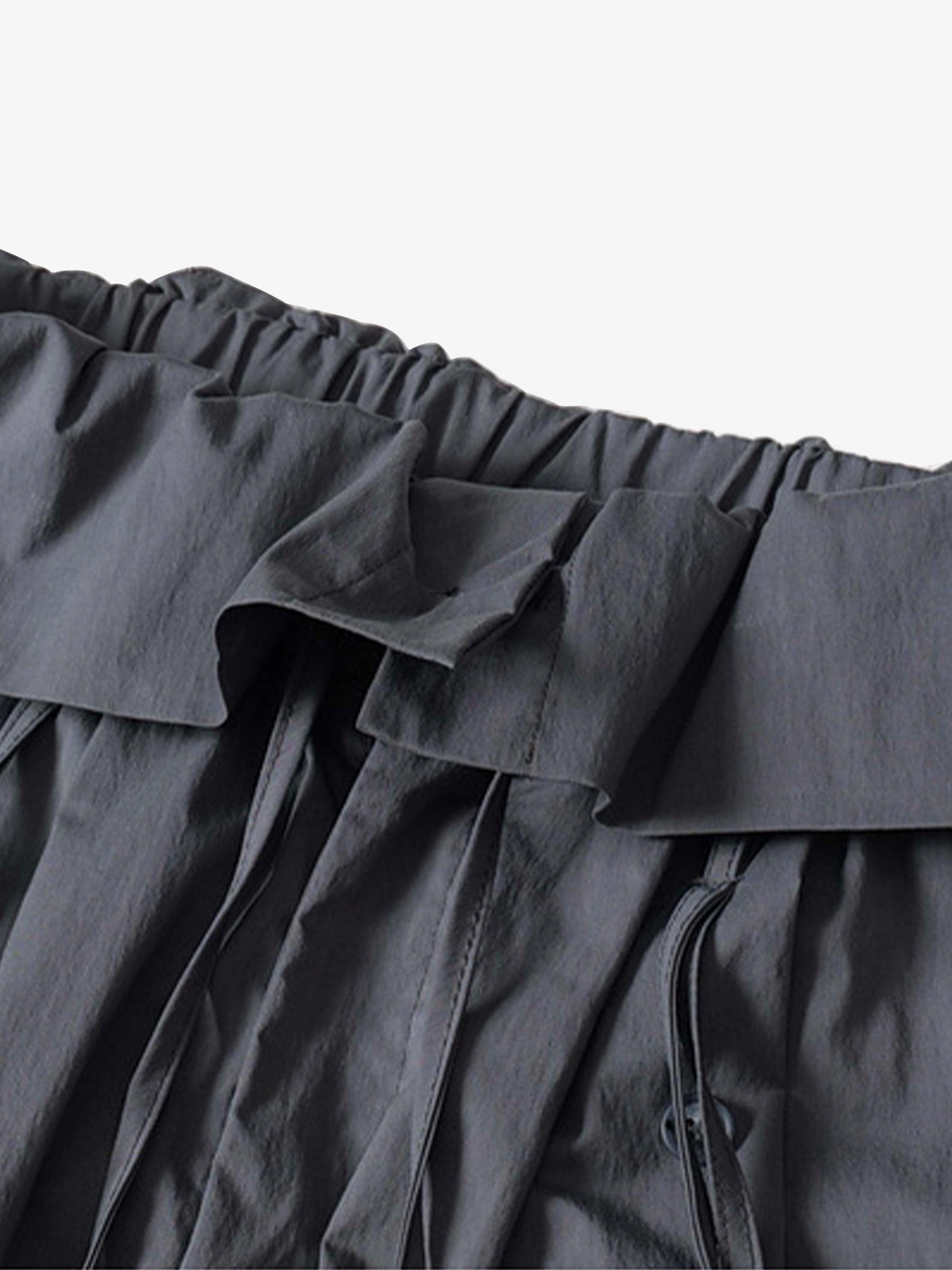 Street Ruffled Waist Pleated Drape Balloon Pants