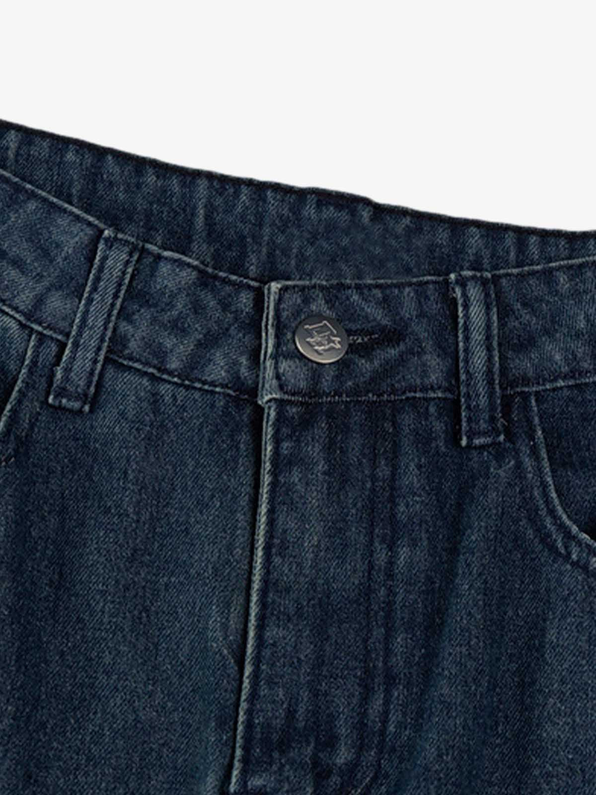 Vintage Design Lace-Up Star Embroidered Scimitar Jorts
