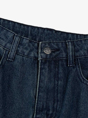 Vintage Design Lace-Up Star Embroidered Scimitar Jorts