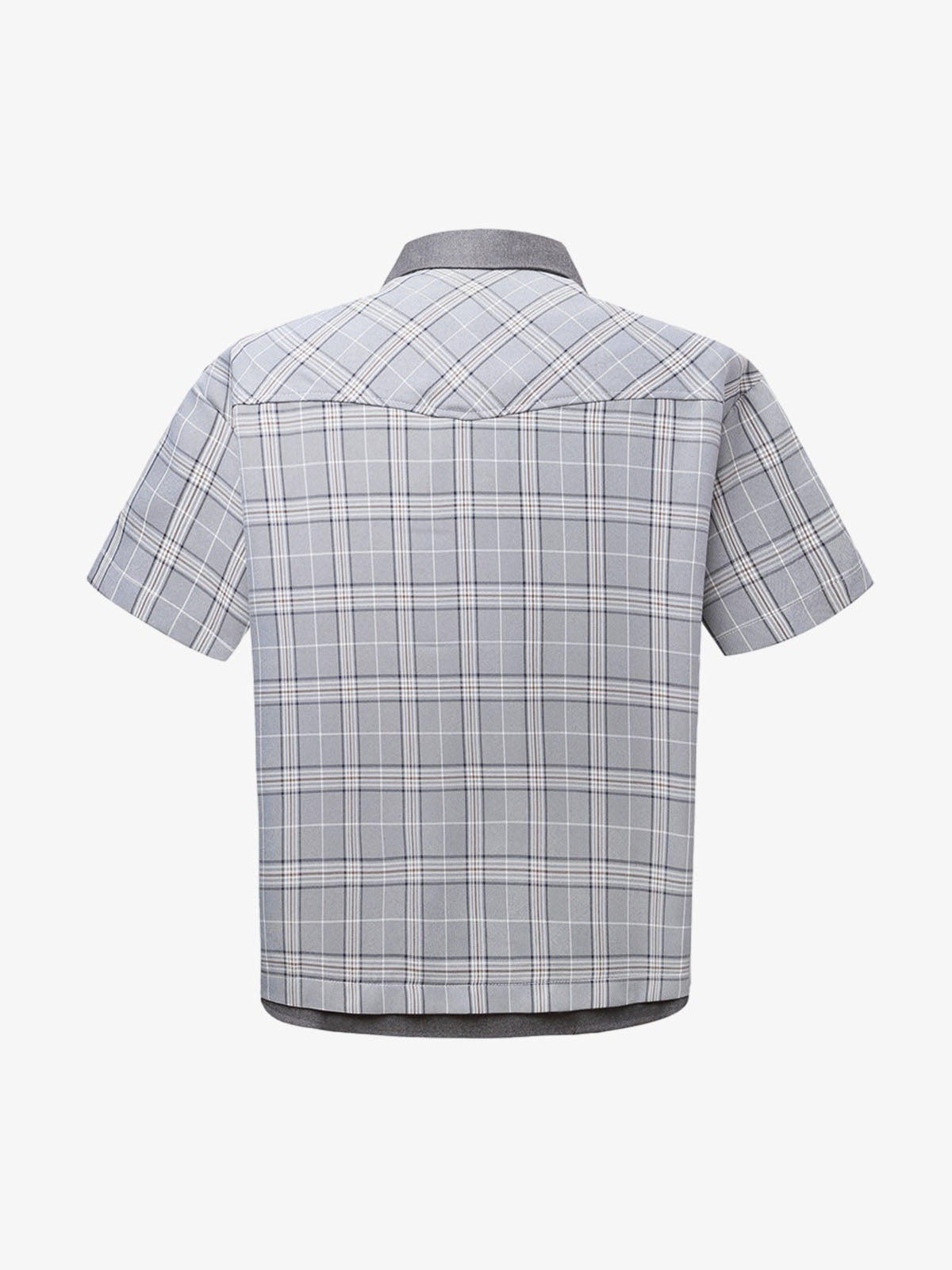 Faux Two-piece Pearl Button Plaid Short-Sleeved Shirt